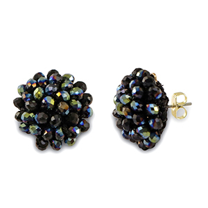 Pendientes faceteados con anilla Azul noche oscuro AB