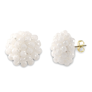 Pendientes faceteados con anilla Blanco