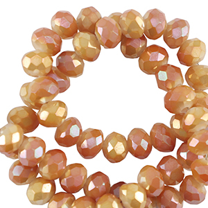 Abalorios faceteados disco 6x4mm Naranja brillante-revestimiento pearl shine