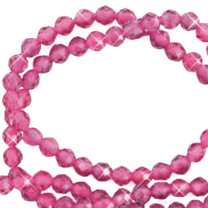 Piedras naturales abalorios faceteados 3mm Rosa magenta-revestimiento pearl shine