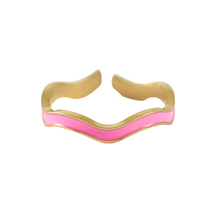 Anillos Acero Inox Dorado-rosa ne&oacute;n