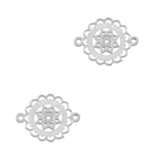 Colgantes Acero Inox entrepieza bohemios 10mm Plateado