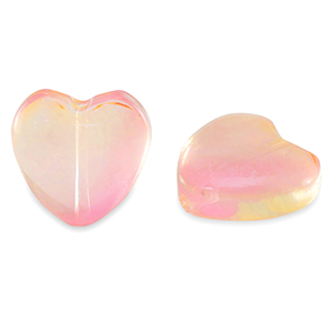Abalorios de cristal corazon Rosa melocot&oacute;n