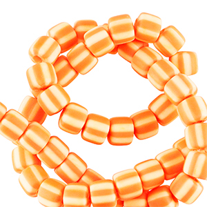 Abalorios de pol&iacute;meros 6mm Naranja-blanco