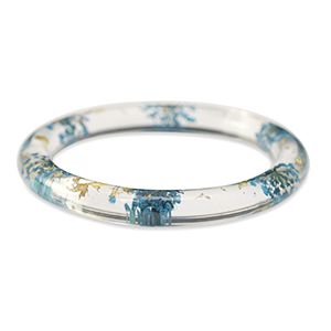Pulseras Trendy con flores secas Azul-dorado