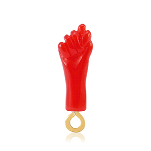 Colgantes de resina "Mano Fico" Rojo-dorado