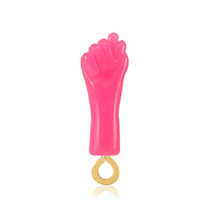 Colgantes de resina "Mano Fico" Rosa ne&oacute;n-dorado