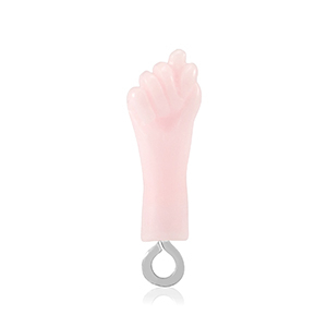 Colgantes de resina "Mano Fico" Rosa beb&eacute;-plateado