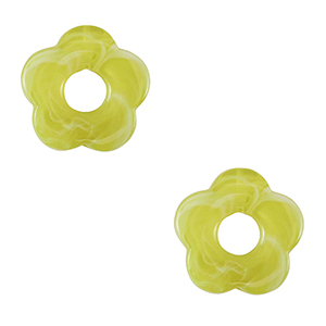 Colgantes acr&iacute;licos flor Verde lima