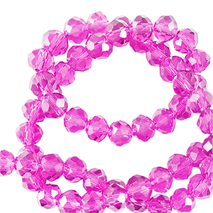 Abalorios faceteados disco 4x3mm Rosa ne&oacute;n