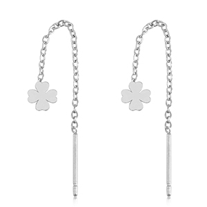 Pendientes Acero Inox tr&eacute;bol Plateado