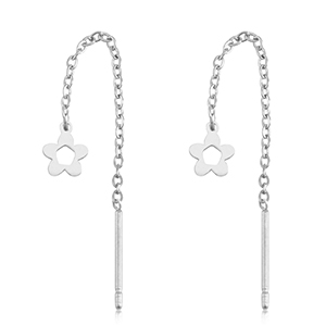 Pendientes Acero Inox flor Plateado