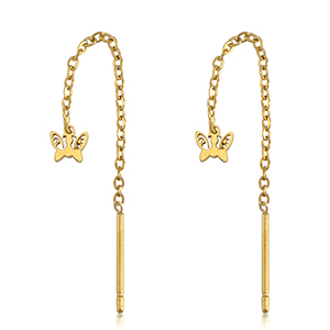 Pendientes Acero Inox mariposa Dorado