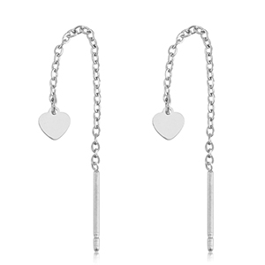 Pendientes Acero Inox corazon Plateado