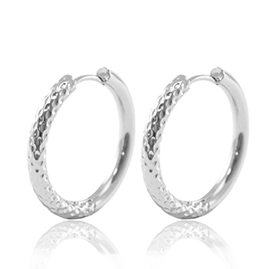 Pendientes Acero Inox criolla reversible 23mm Plateado