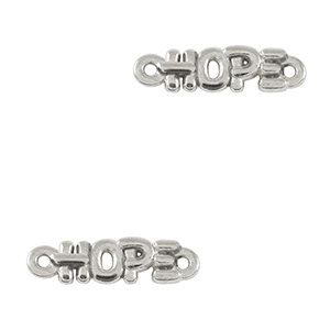 Colgantes met&aacute;licos DQ entrepieza "HOPE" Plata vieja (sin n&iacute;quel)