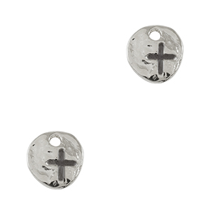 Colgantes met&aacute;licos DQ irregular cruz Plata vieja (sin n&iacute;quel)