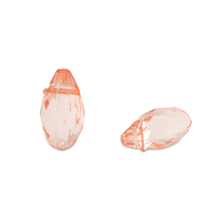Abalorios acr&iacute;licos gota Rosa salm&oacute;n transparente