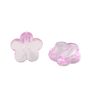 Abalorios acr&iacute;licos flor Rosa purp&uacute;ra transparente