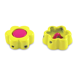 Abalorios Tile flor Amarillo-rosa magenta