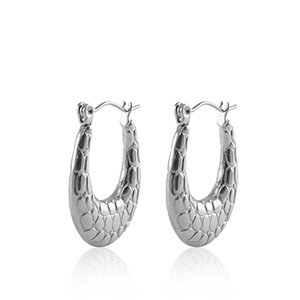 Pendientes Acero Inox criolla ovalado Plateado