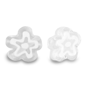 Abalorios Millefiori flor Transparente-blanco
