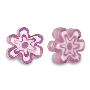 Abalorios Millefiori flor P&uacute;rpura suave