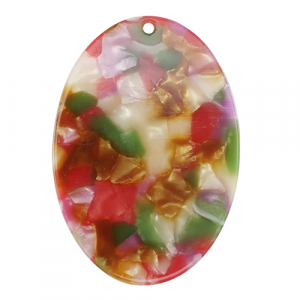 Colgantes de resina &oacute;valo Multicolor rosa-verde
