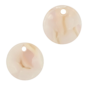 Colgantes de resina 12mm Blanco nacar-rosa