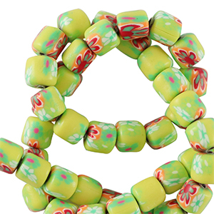 Abalorios de pol&iacute;meros 6mm Verde lima