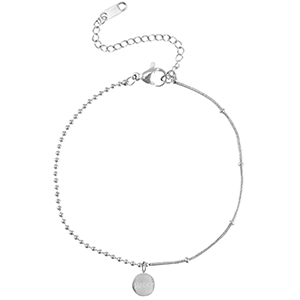 Pulseras Acero Inox cadena de bola LUCKY Plateado