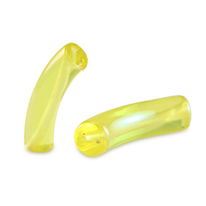 Abalorios acr&iuml;licos tubo Amarillo fresia-cubierta AB