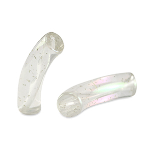 Abalorios acr&iuml;licos tubo Transparente glitter-cubierta AB