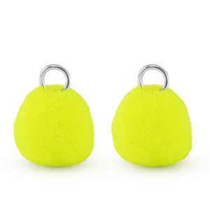 colgantes pomp&oacute;n con anilla 10mm Plateado-amarillo ne&oacute;n