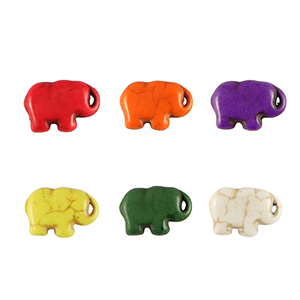 Piedras Naturales abalorios howlita elefante Multicolor