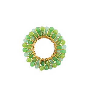 Colgantes Acero Inox faceteados 26mm Verde-dorado