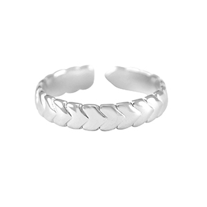 Anillos Acero Inox corazones Plateado