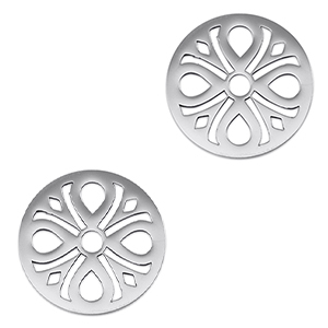Colgantes Acero Inox entrepieza flor Plateado