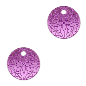 Colgantes llamativos flor 16mm Lila p&uacute;rpura met&aacute;lico