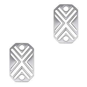 Colgantes Acero Inox entrepieza oct&oacute;gono X Plateado