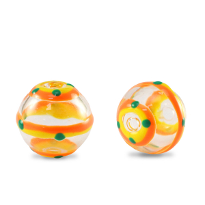 Abalorios de cristal pintados a mano 14mm Transparente-amarillo naranja