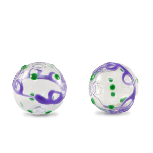 Abalorios de cristal pintados a mano 14mm Transparente-p&uacute;rpura verde