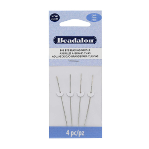 Beadalon agujas de ojo grande para cuentas 5.7cm (fina) Plateado