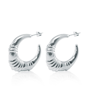 Pendientes Acero Inox criolla ovalado Plateado