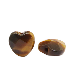 Piedras Naturales abalorios Ojo de tigre coraz&oacute;n Marr&oacute;n dorado