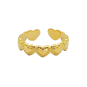 Anillos Acero Inox coraz&oacute;n Dorado