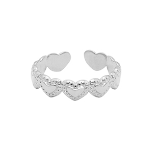 Anillos Acero Inox coraz&oacute;n Plateado