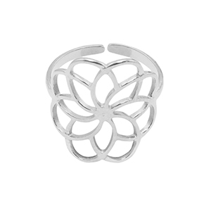 Anillos Acero Inox flor Plateado