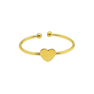 Anillos Acero Inox  coraz&oacute;n Dorado