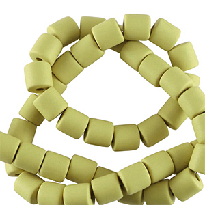 Abalorios de pol&iacute;meros 6mm Verde oliva claro